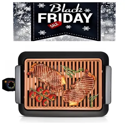 Oferta Grătar electric fara fum Deluxe Smokeless Grill -NO-STICK TITANIUM COPPER