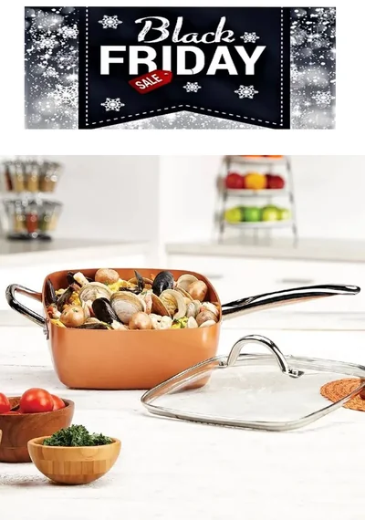 Copper Chef Original – Tigaie Patrata Adanca Multifunctionala, Antiaderenta, Acoperita Cu Ceramica De Calitate, Set 4 Piese