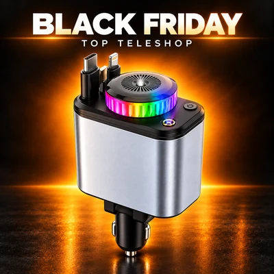 Încărcător auto 5 în 1 cu RGB și aromaterapie – Black Friday