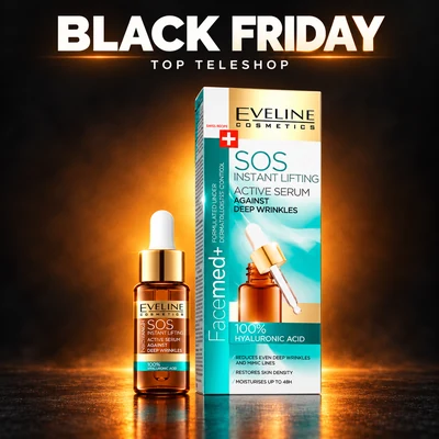 Ser pentru ridurile adânci Eveline Cosmetics SOS Instant Lifting Active Serum, 100% acid hialuronic, 18 ml