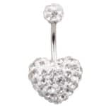 Piering buric inima , Alb , 14 Mm, zirconii transparente