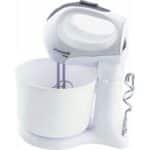 Mixer cu bol 2 in 1, 5 trepte de viteza, functie turbo, Alb-Gri, design ergonomic, 350W, New Generation by Oferte Shop