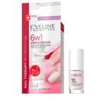 Tratament pentru unghii, Eveline Cosmetics, Care&Colour 6w1, 5 ml, French