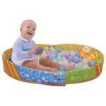 Covor bebe cu margini de siguranta, functii multiple 3 in 1, 30 bile multicolore si 3 jucarii incluse, Oferte Shop