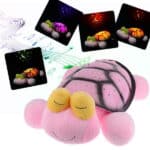 Lampa de veche muzicala si proiectie stelute LED, broscuta roz, baterii incluse, Oferte Shop