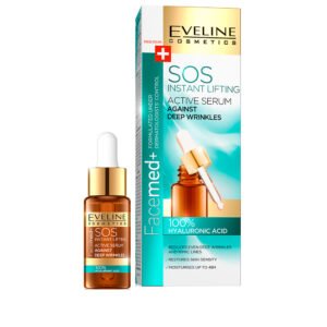 Ser pentru ridurile adanci Eveline Cosmetics, SOS Instant Lifting Active Serum, 100% Hyaluronic Acid, 18 ml