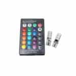 Set 2 becuri LED pozitie, bec T10 bulb RGB Multicolor, unghi iluminare 360 , telecomanda inclusa by Oferte Shop