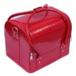 Organizator cosmetice si bijuterii Croco Luxury Red, 35cm, interior de catifea, Oferte Shop