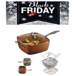 Tigaie Patrata Adanca Multifunctionala - Copper Chef Original - Antiaderenta, Acoperita Cu Ceramica De Calitate, Set 5 Piese